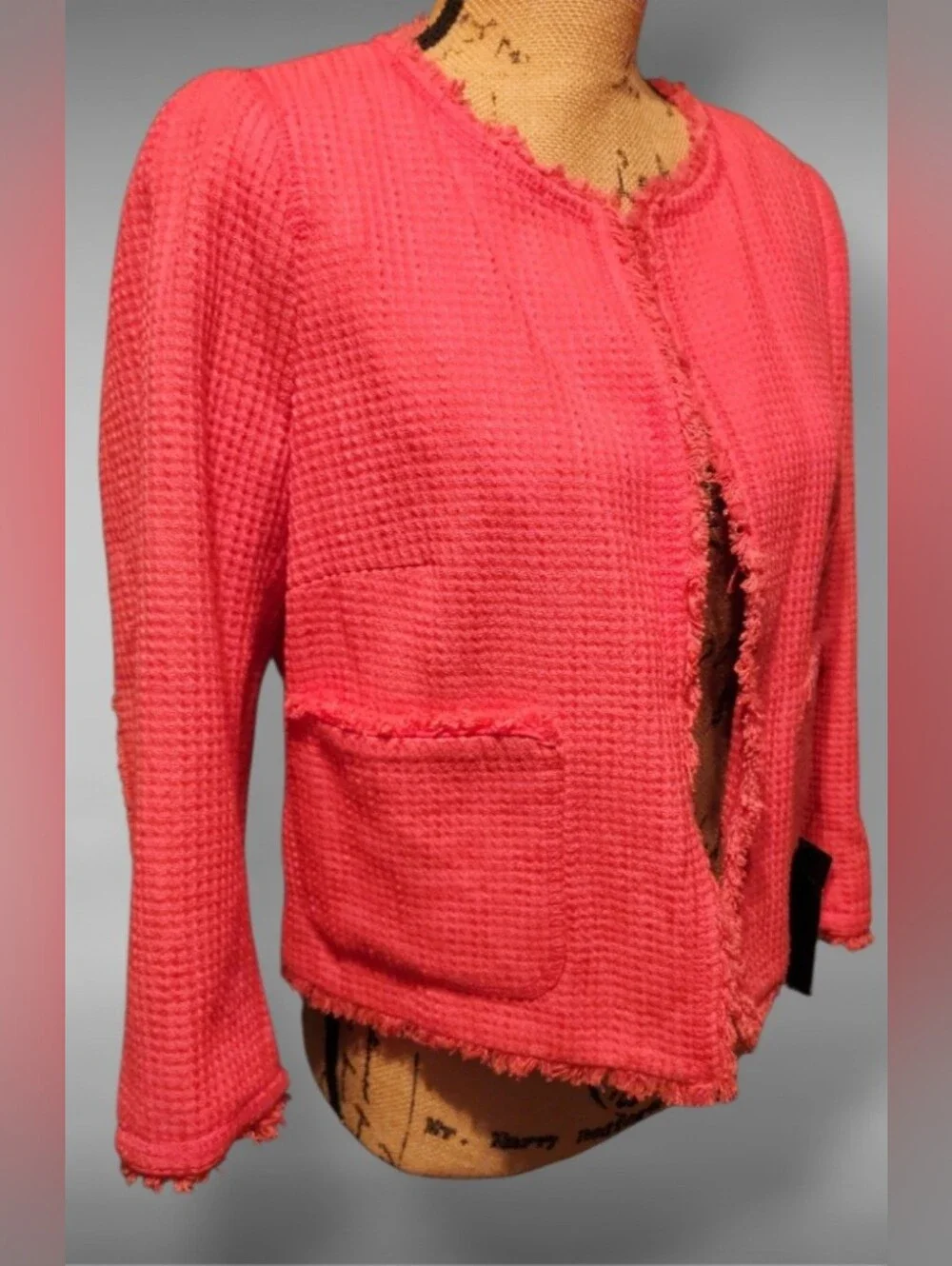 Zara Basic Tweed Frayed Edge Cropped Jacket/Blazer